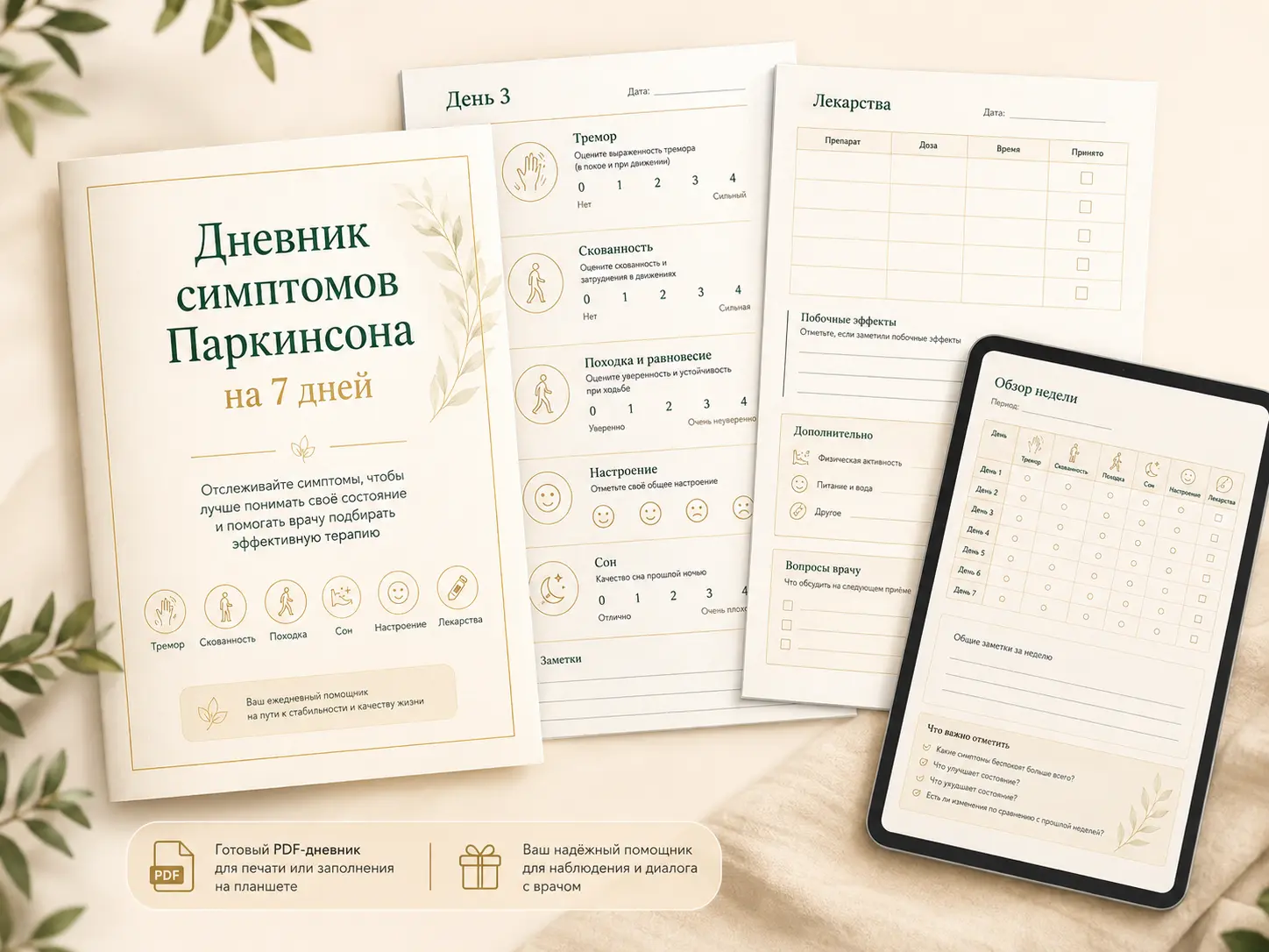 PDF-дневник симптомов Паркинсона на 7 дней